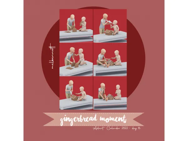 Mix Advent Calendar 2022 16 Gingerbread Moment Posepack - The Sims 4 Custom Content