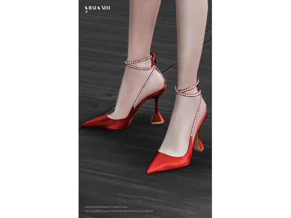 Alpha Amina Muaddi Karma 95 Suede Pumps by Charonlee SIMS - The Sims 4 Custom Content