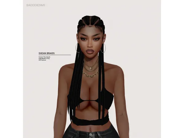 Alpha SHEAN BRAIDS by BADDDIESIMS - The Sims 4 Custom Content