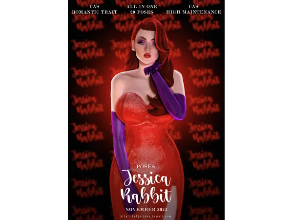 Mix ( ) Jessica Rabbit Pose Pack CAS by helgatisha - The Sims 4 Custom Content