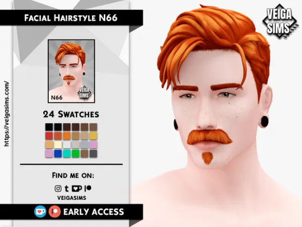 Maxis Match Facial Hair Style N66 by veigasims - The Sims 4 Custom Content