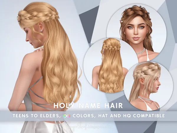 Alpha Holy Name Hair by SonyaSims - The Sims 4 Custom Content