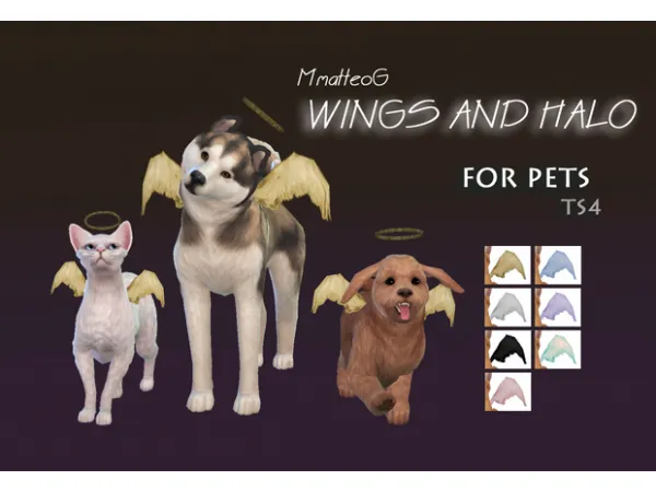 Maxis Match Wings and Halo for Pets 7 Swatches by mmatteog0808 - The Sims 4 Custom Content