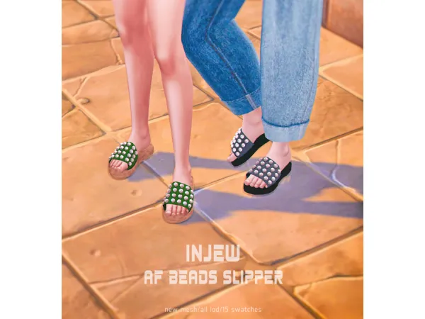 Mix beads slipper by INJEW - The Sims 4 Custom Content