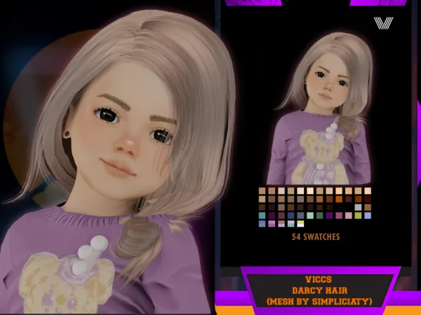 Alpha VICCS_DARCY HAIR CONVERTED FOR TODDLER (SIMPLICIATYSKYSIMS MESH) - The Sims 4 Custom Content