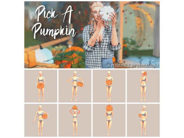 Maxis Match Pick A Pumpkin Fall Inspired Posepack by simmerika - The Sims 4 Custom Content