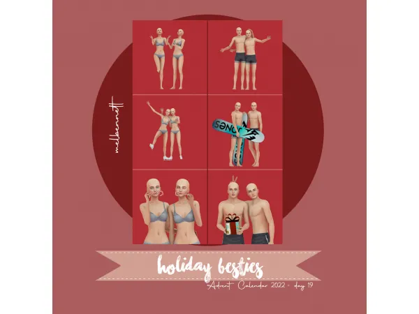 Mix Advent Calendar 2022 19 Holiday Besties Posepack - The Sims 4 Custom Content
