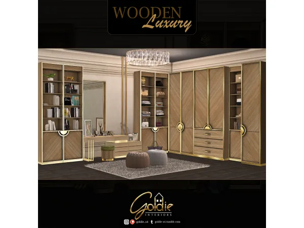 Alpha Wooden Luxury by G O L D I E - The Sims 4 Custom Content