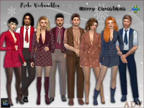 Alpha Festive outfits for couples - The Sims 4 Custom Content