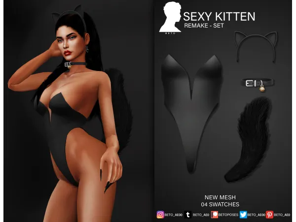 Alpha Sexy Kitten Remake Set by Beto - The Sims 4 Custom Content