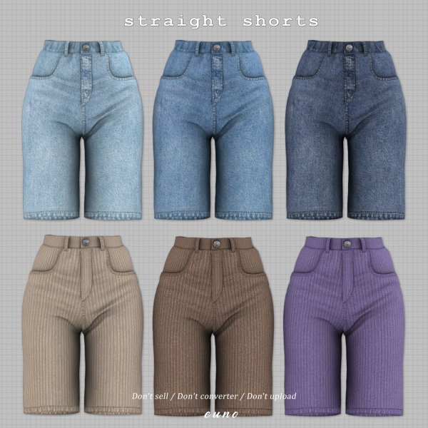 Alpha straight shorts by euno - The Sims 4 Custom Content