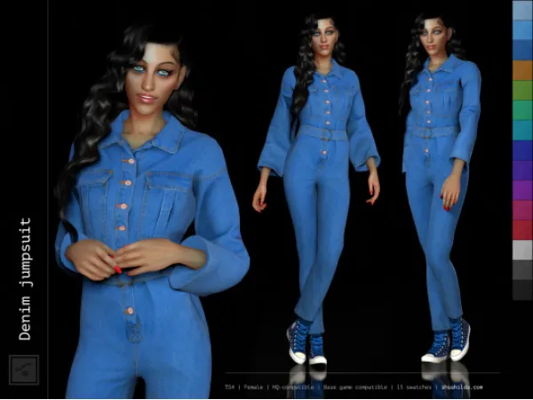 Alpha Denim jumpsuit - The Sims 4 Custom Content