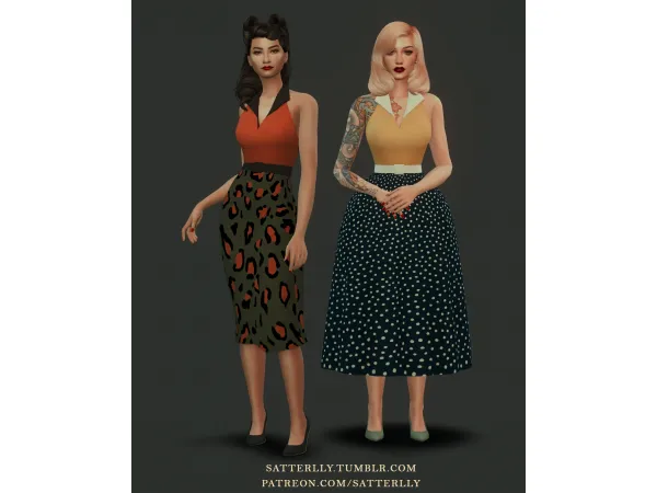 Maxis Match Retro dress Amy by satterlly - The Sims 4 Custom Content