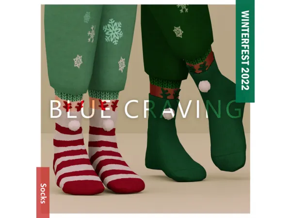 Alpha Blue Craving Winterfest 2022 socks - The Sims 4 Custom Content