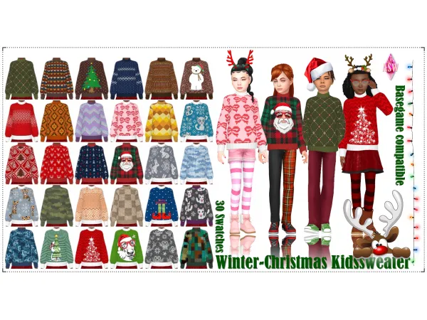Maxis Match Winter Christmas Kidssweater by Annett's Sims 4 Welt ASW - The Sims 4 Custom Content