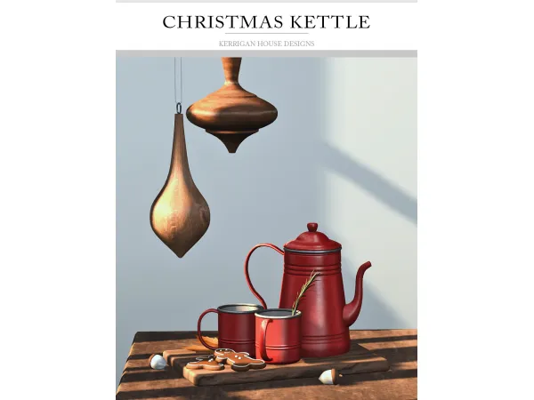 Alpha [KHD] Christmas Kettle by Kerrigan House Designs - The Sims 4 Custom Content