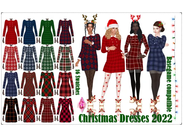 Maxis Match Christmas Dresses 2022 by Annett's Sims 4 Welt ASW - The Sims 4 Custom Content