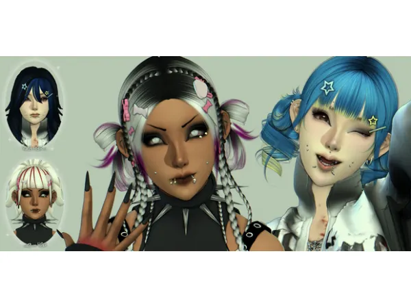 Mix MOSNSTER THEME HAIRPINS by (ROTTENMOTHBOY) - The Sims 4 Custom Content