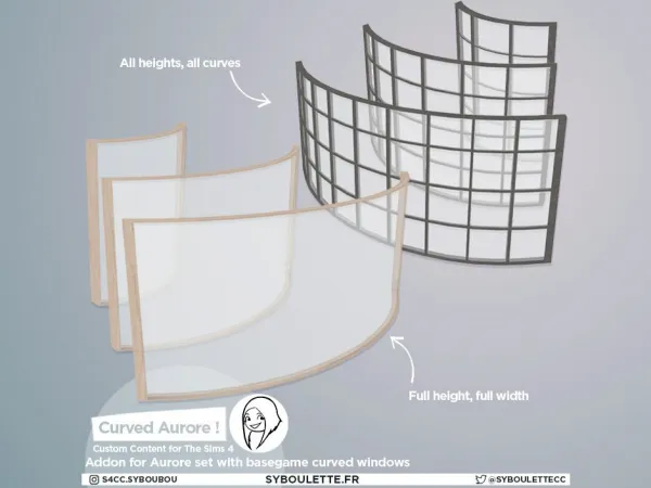 Alpha AURORE CURVED WINDOWS SIMS 4 by syboulette - The Sims 4 Custom Content