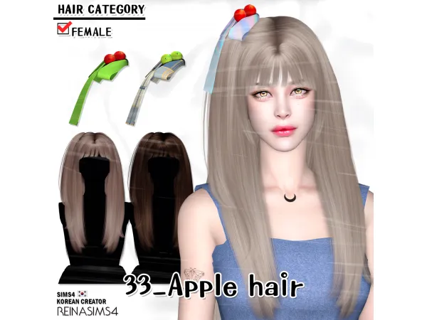 Alpha Reina_TS4_33_Apple hair ACC by Reina Sims4 - The Sims 4 Custom Content