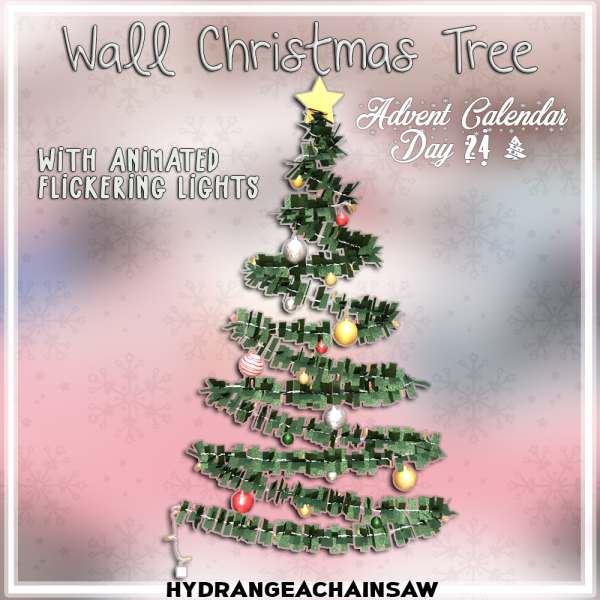 Alpha Day 24 Wall Christmas Tree (With animated flickering lights) by hydrangeachainsaw - The Sims 4 Custom Content