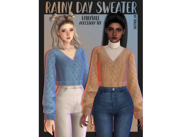 Maxis Match Rainy Day Sweater Fairytale Accessory Tops by Trillyke - The Sims 4 Custom Content