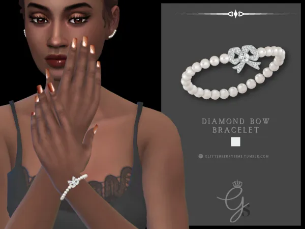 Mix Diamond Bow Bracelet by Glitterberry Sims - The Sims 4 Custom Content