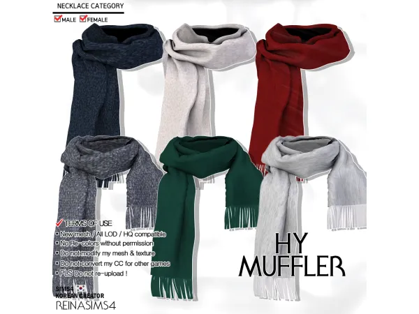 Alpha REINA_TS4_HY MUFFLER V1V2 by Reina Sims4 - The Sims 4 Custom Content