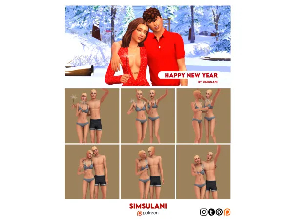 Mix 322 Pose Pack Happy New year by Simsulani - The Sims 4 Custom Content