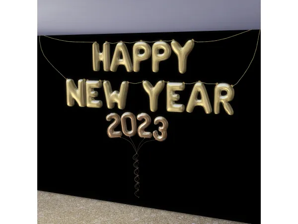 Mix 'Happy New Year' '2023' Balloon Decorations by PlatinumLuxeSims - The Sims 4 Custom Content