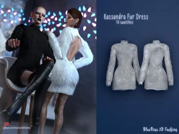 Alpha Kassandra Fur Dress - The Sims 4 Custom Content