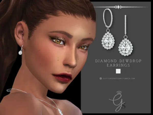 Alpha Dewdrop Earrings by Glitterberry Sims - The Sims 4 Custom Content