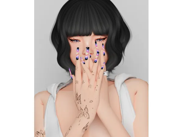 Alpha [TINA SIMS] GRADIENT EFFECT NAILS SET - The Sims 4 Custom Content