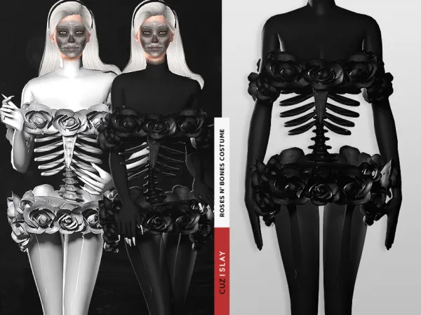 Alpha Bones n' Roses Costume - The Sims 4 Custom Content