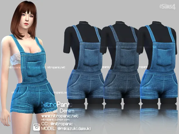 Alpha Overall Denim - The Sims 4 Custom Content