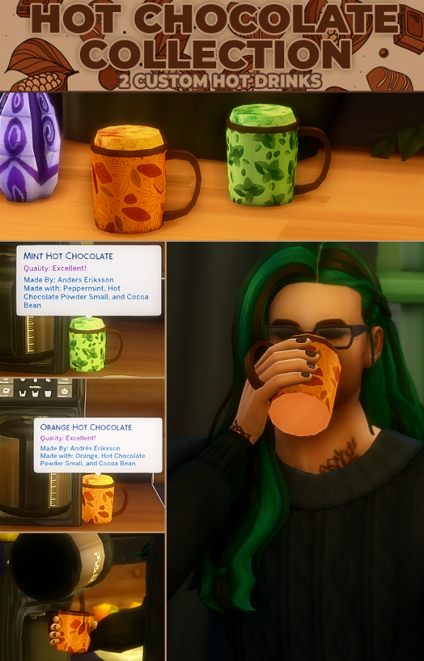 Maxis Match Hot Chocolate Collection 2 New Custom Drinks by simsfinds - The Sims 4 Custom Content