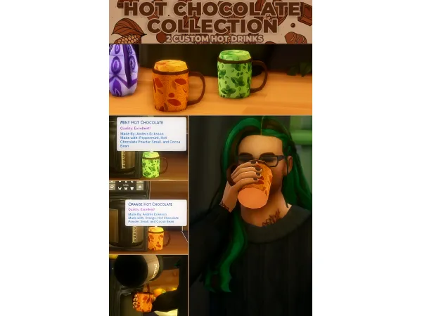 Maxis Match Hot Chocolate Collection 2 New Custom Drinks by RobinKLocksley - The Sims 4 Custom Content