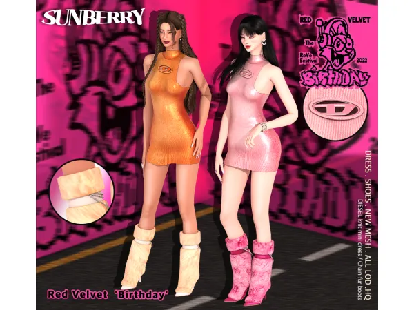 Alpha [SUNBERRY]RV birthday SET dressboots 2272 (Early access) by SUNBERRY - The Sims 4 Custom Content