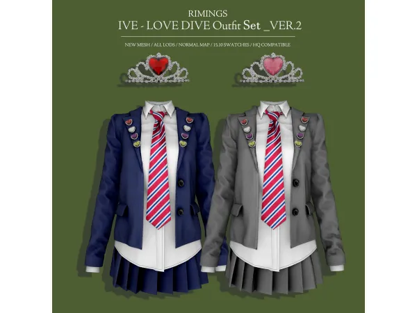 Alpha IVE LOVE DIVE Outfit _ver2 by RIMINGS - The Sims 4 Custom Content