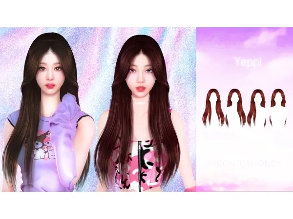 Alpha Yeppi Hairstyle by greenteahoney - The Sims 4 Custom Content