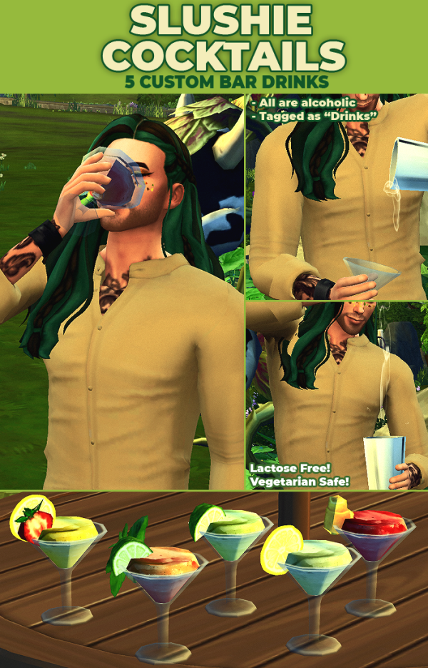Maxis Match Slushie Cocktails 5 New Custom Drinks Recipes by simsfinds - The Sims 4 Custom Content