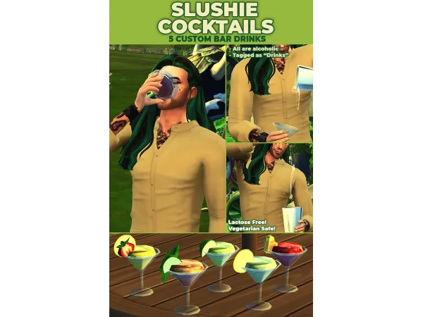 Maxis Match Slushie Cocktails 5 New Custom Drinks Recipes by Robin - The Sims 4 Custom Content