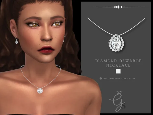 Mix Diamond Dewdrop Necklace by Glitterberry Sims - The Sims 4 Custom Content