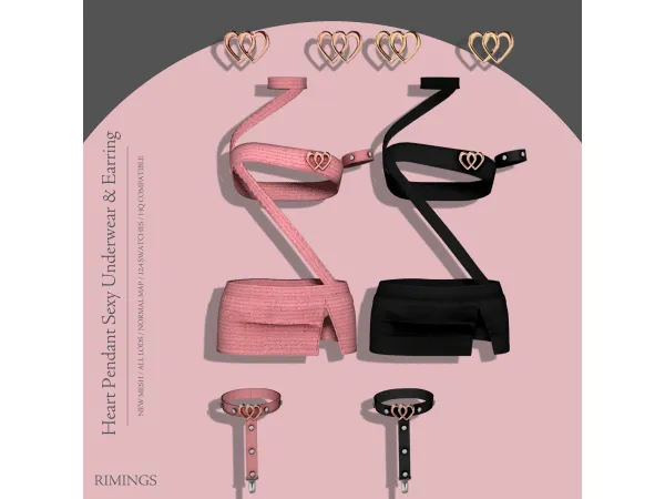 Alpha [RIMINGS] Heart Pendant Sexy Underwear Earring - The Sims 4 Custom Content