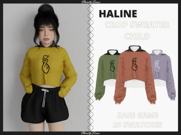 Alpha Haline Crop Sweater Child - The Sims 4 Custom Content
