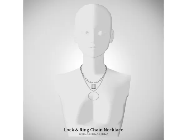 Alpha Lock Ring Chain Necklace by gorillax3 - The Sims 4 Custom Content