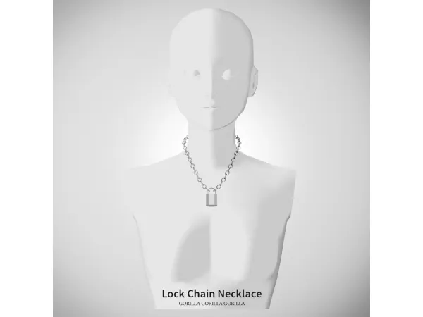 Alpha Lock Chain Necklace by Gorilla Gorilla Gorilla - The Sims 4 Custom Content