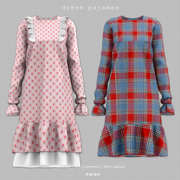 Alpha dress pajamas by euno - The Sims 4 Custom Content