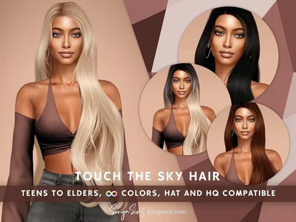 Alpha Touch The Sky Hair NOW PUBLIC by SonyaSims - The Sims 4 Custom Content
