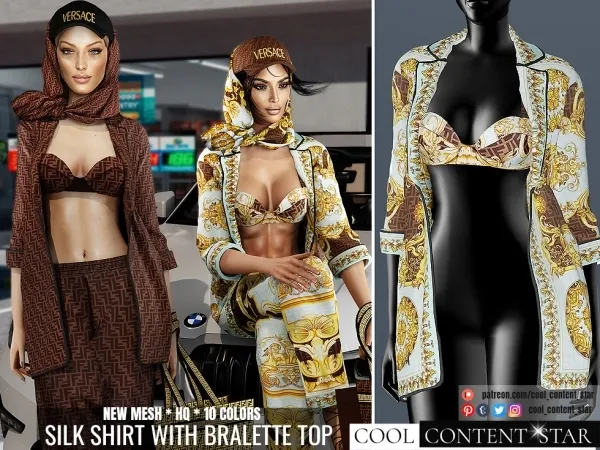 Alpha SILK SHIRT WITH BRALETTE TOP cool_content_star - The Sims 4 Custom Content